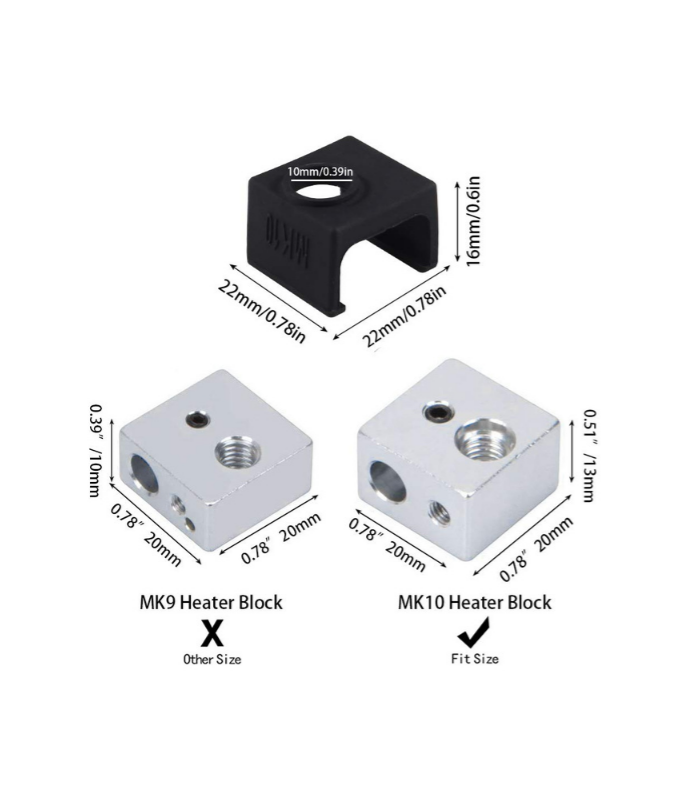 MK10 Alüminyum Isıtıcı Blok Silikon Çorap/Hotend Çorabı - Siyah
