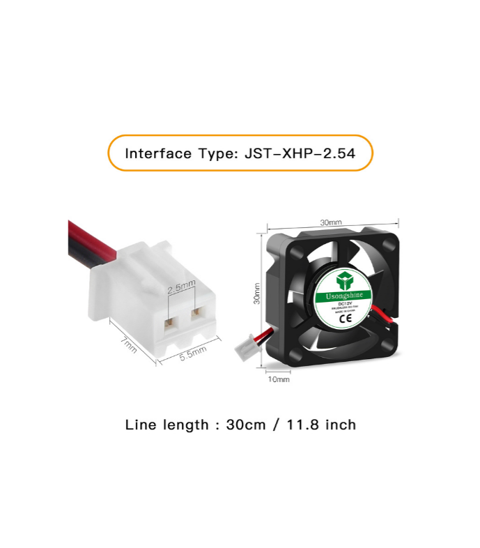12V 30x30x10mm Kare Fan - 3D Yazıcı Uyumlu
