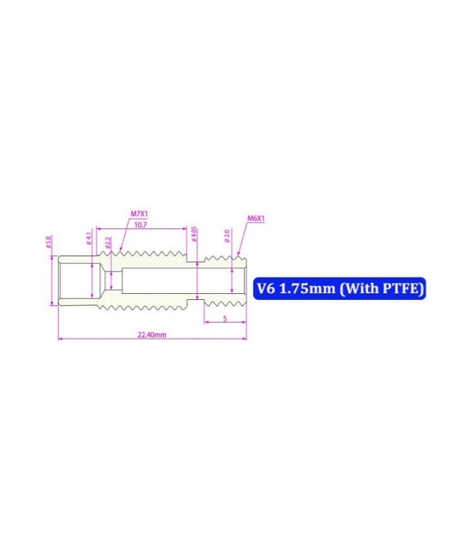 3D Yazıcı E3D V6 M7x22 mm  Barel - All Metal 